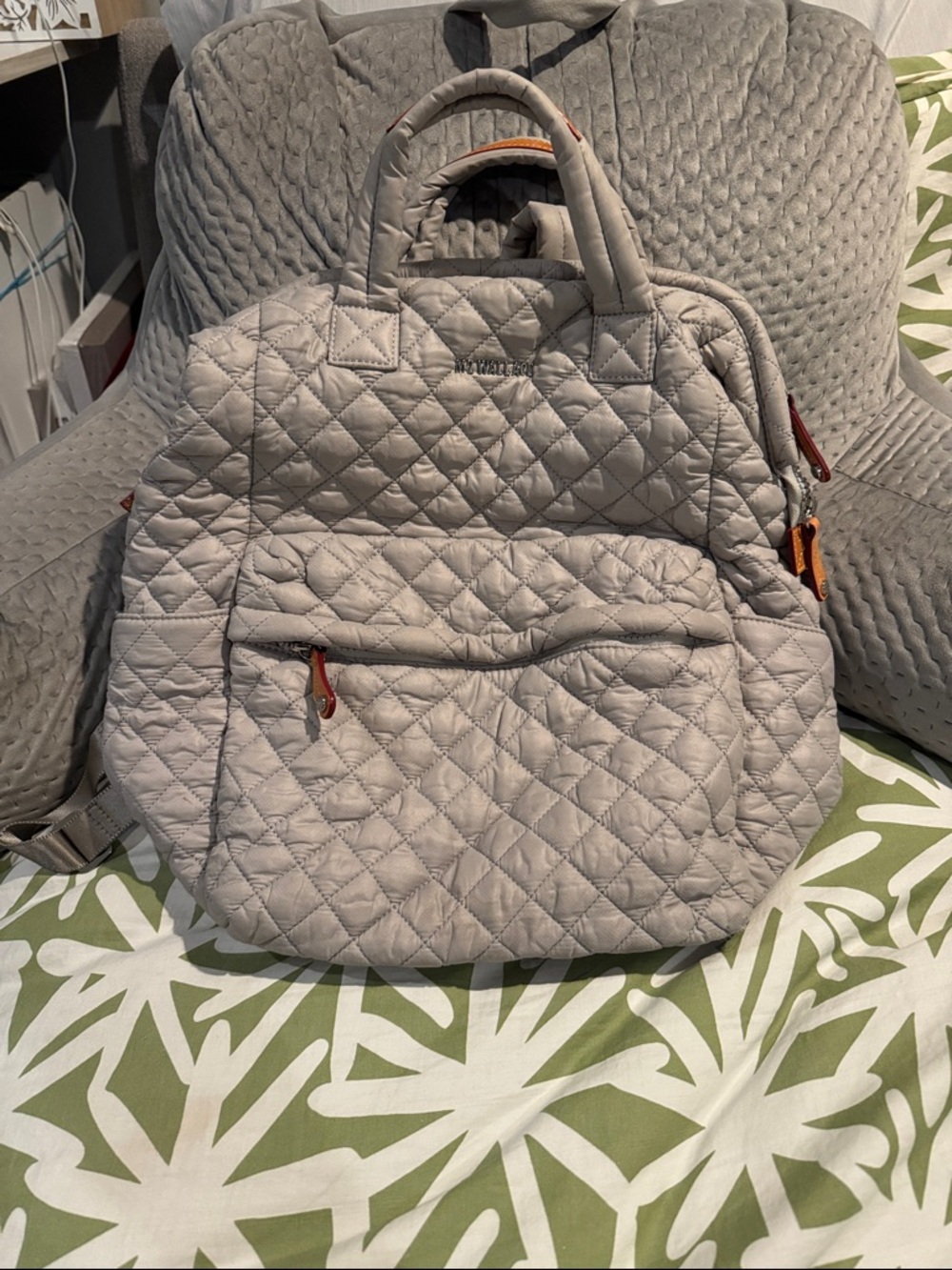 MZ Wallace Quilted Light Gray Backpack
